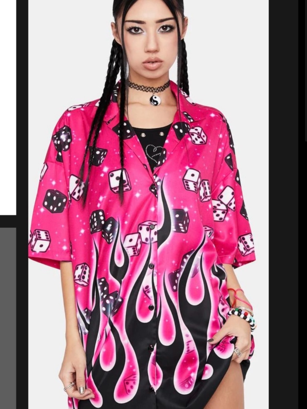 dELiA*s Dolls Kill Dice Print Button-Up - Picture 5 of 5